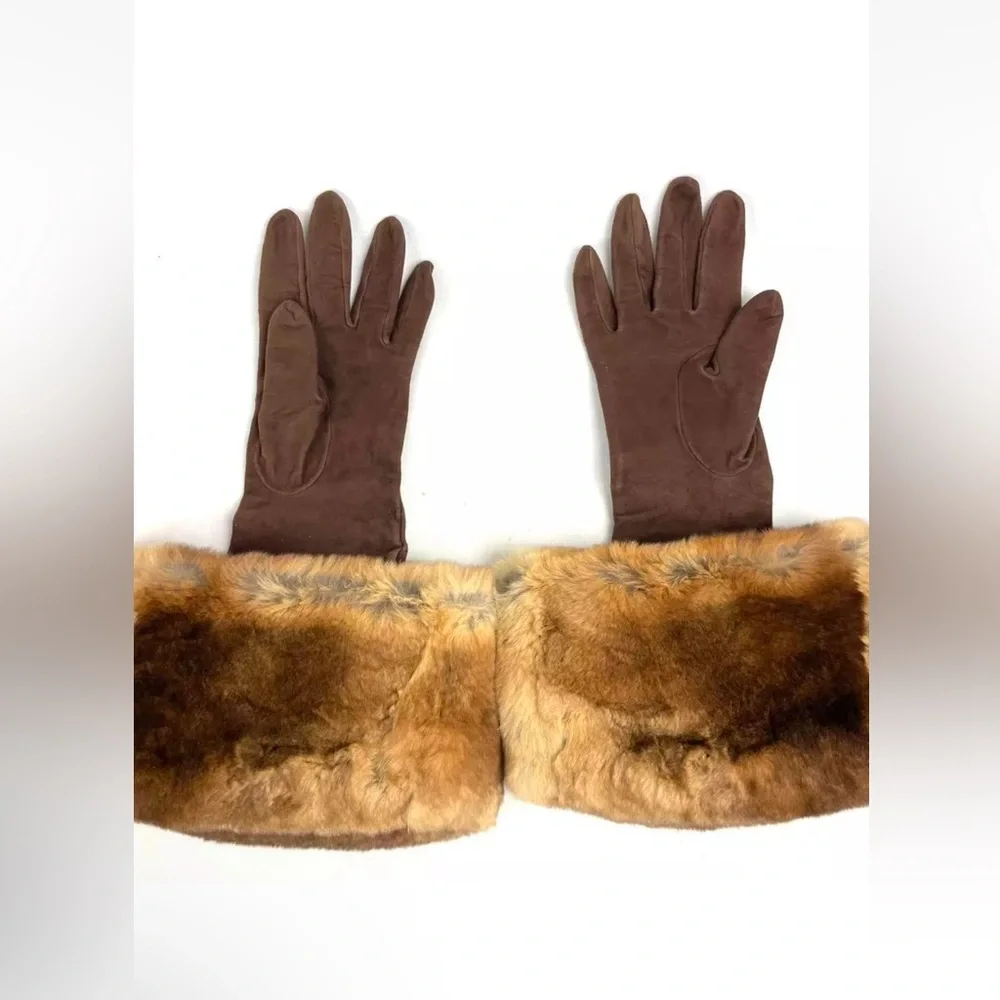 RARE Vintage Fendi Leather & Fur Gloves